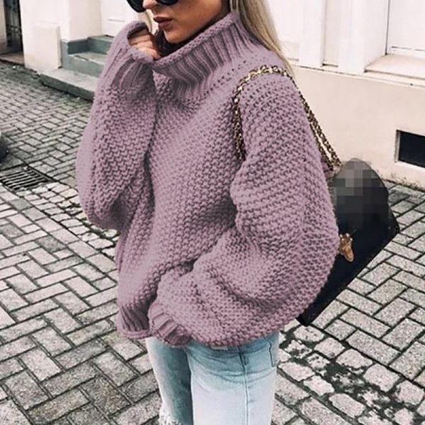 3XL Plus size knitted sweater women Casual loose turtleneck sweater pull femme Winter warm sweaters Knitting pullover tops - Takalr