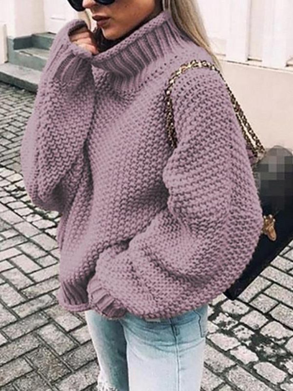 3XL Plus size knitted sweater women Casual loose turtleneck sweater pull femme Winter warm sweaters Knitting pullover tops - Takalr