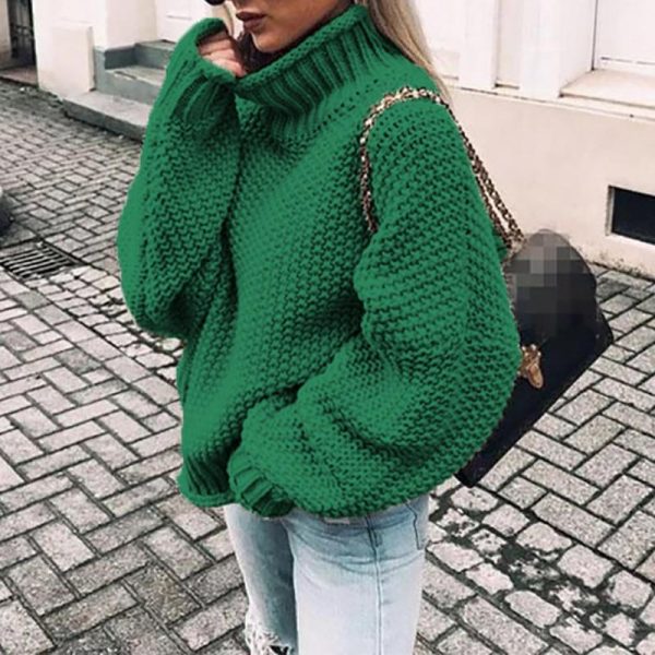 3XL Plus size knitted sweater women Casual loose turtleneck sweater pull femme Winter warm sweaters Knitting pullover tops - Takalr