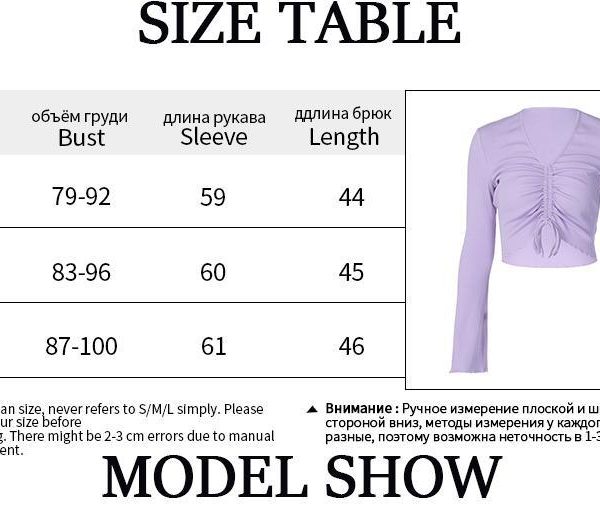 LVINMW V Neck Flare Sleeve Long Drawstring Slim Purple Crop Top Pleated Solid Simple Sweet T Shirts Women Casual Autumn Tops - Takalr