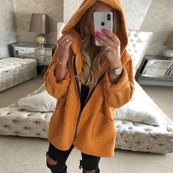 Daily Casual Zipper Solid Color Hooded Coats - Takalr