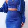 The Best 3Pcs Women Sexy Knitted Outfits Autumn Winter Solid Tube Crop Top + Mini Skirt + Long Sleeve Cardigan Sweater Sets Online - Takalr