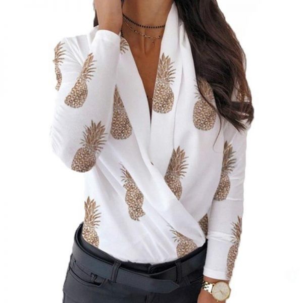 3xl Plus Size Letter Print Long Sleeve T Shirt Women V Neck Wrap Shirt Spring Elegant Ladies Workwear Tops Blusa Mujer - Takalr