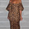 3xl Plus Size Off Shoulder Leopard Print Dress - Takalr