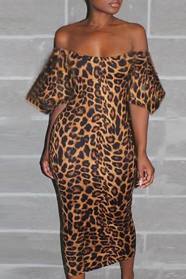 3xl Plus Size Off Shoulder Leopard Print Dress - Takalr