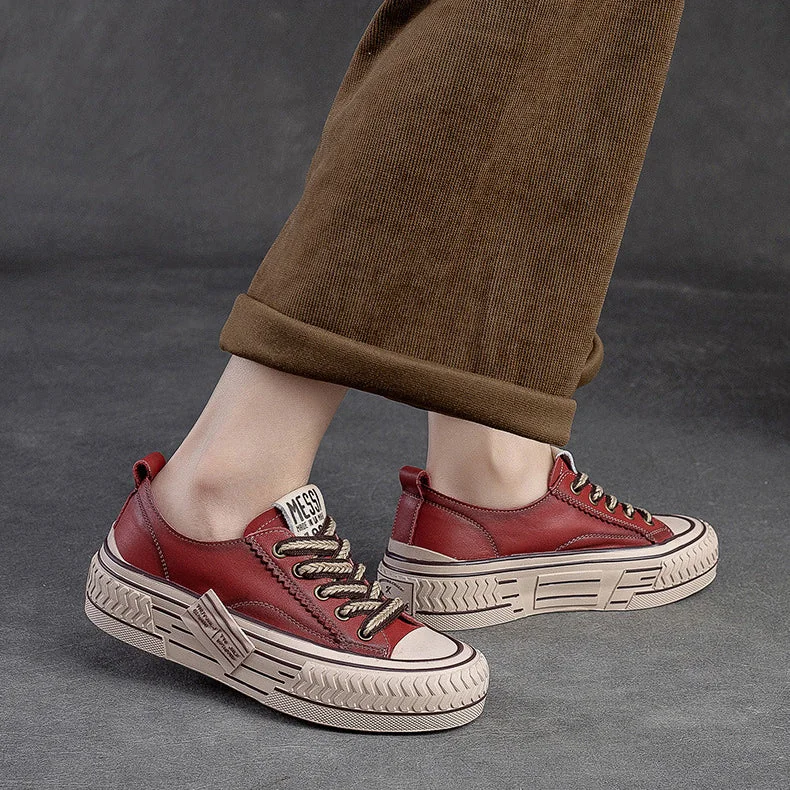 Spring New Flat Bottom Low-cut Color Rubbing Retro Front Tie Top Layer Leather Shoes - Image 14