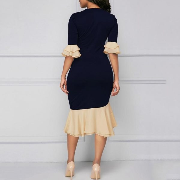 4XL Irregular front tie bow dress Summer new fashion slim bodycon midi dresses Elegant office ladies party dress vestidos mujer - Takalr