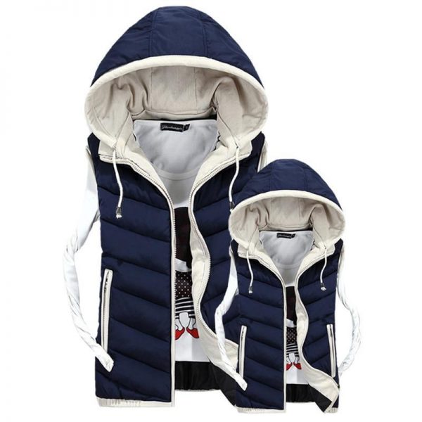 4XL Plus Size Lover's Vest Winter Men Sleeveless Vest Jacket Coat Male Hooded Vests Cotton Padded Jacket Femme Waistcoat - Takalr