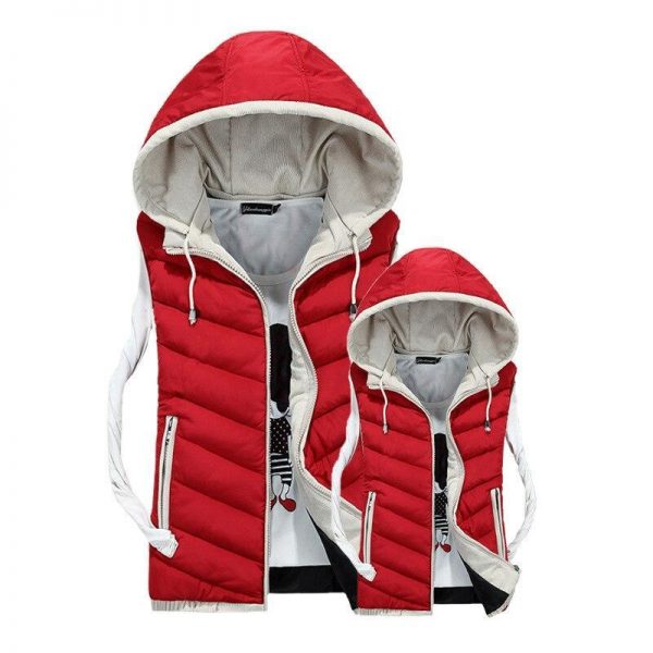 4XL Plus Size Lover's Vest Winter Men Sleeveless Vest Jacket Coat Male Hooded Vests Cotton Padded Jacket Femme Waistcoat - Takalr