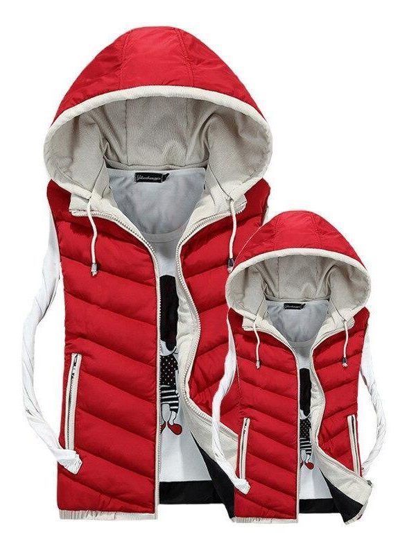 4XL Plus Size Lover's Vest Winter Men Sleeveless Vest Jacket Coat Male Hooded Vests Cotton Padded Jacket Femme Waistcoat - Takalr