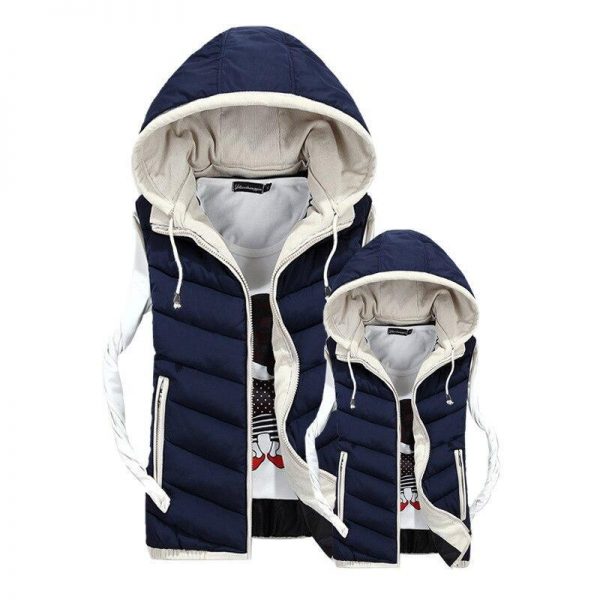 4XL Plus Size Lover's Vest Winter Men Sleeveless Vest Jacket Coat Male Hooded Vests Cotton Padded Jacket Femme Waistcoat - Takalr