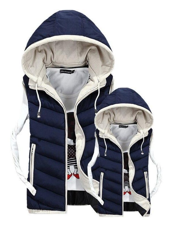 4XL Plus Size Lover's Vest Winter Men Sleeveless Vest Jacket Coat Male Hooded Vests Cotton Padded Jacket Femme Waistcoat - Takalr