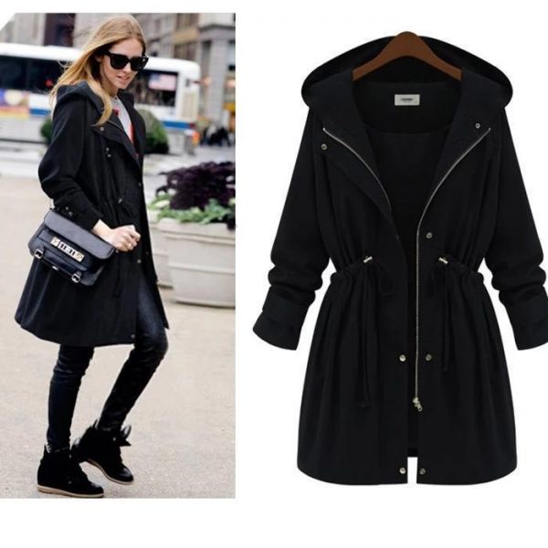 Slim Waist Hooded Coat Casual Outwear - Takalr