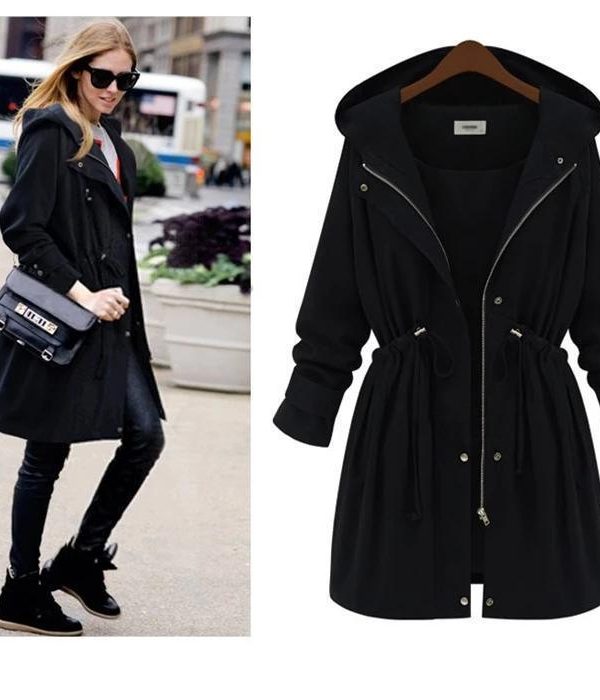 Slim Waist Hooded Coat Casual Outwear - Takalr