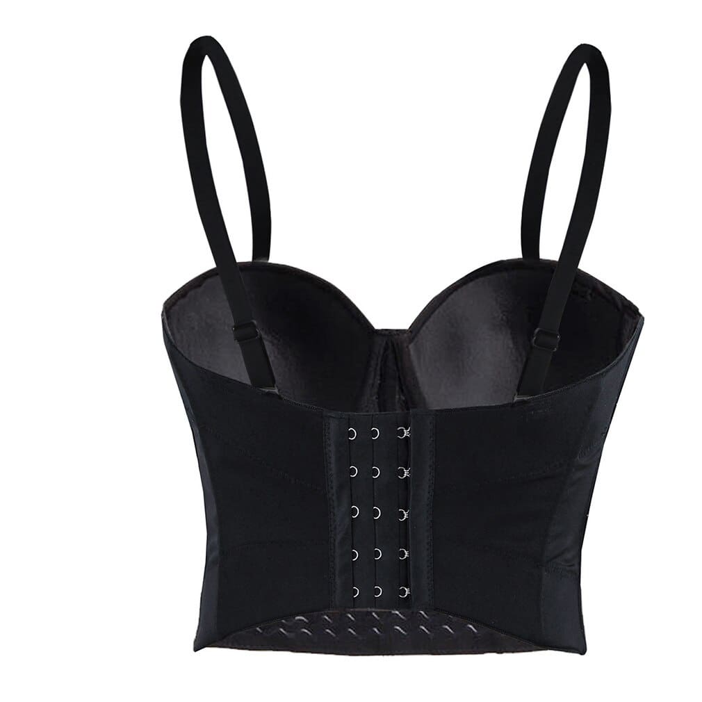 Womens Punk Black Bra Crop Top Corsets and Bustiers Beading