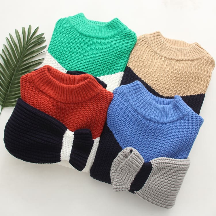 Fashion Women Long Sleeve Loose Knitted Sweater Lady Girls Winter Jumper Knitwear Outwear Casual Patchwork Tops Sweater