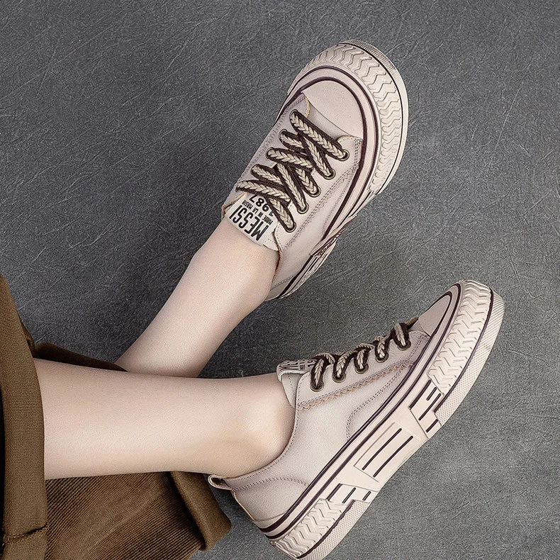 Spring New Flat Bottom Low-cut Color Rubbing Retro Front Tie Top Layer Leather Shoes - Image 16