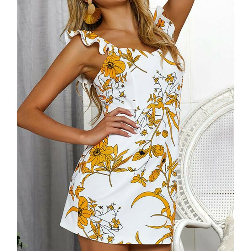 Fashion Women Summer Boho Short Mini Dress Sexy Ladies Casual Bodycon Sleeveless Beach Dresses Sundress