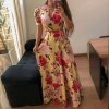 5XL plus size long dress Women floral print wrap dress Summer  tie waist flower maxi dresses Vintage vestidods robe femme - Takalr