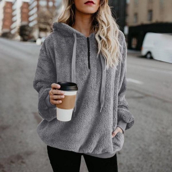 5XL plus size mohair hoodies sweatshirt Women casual loose hoodies pullover with pocket Autumn faux mohair warm tops femme - Takalr