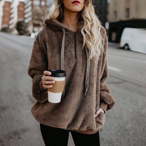 5XL plus size mohair hoodies sweatshirt Women casual loose hoodies pullover with pocket Autumn faux mohair warm tops femme - Takalr