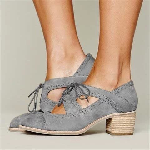 Cutout Lace-up Low Heel Oxford Shoes Women Daily Loafers