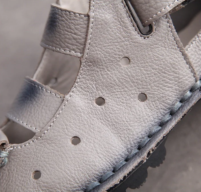 Summer Retro Soft Sole Leather Women's Shoes Personality Casual Sandals - Image 12