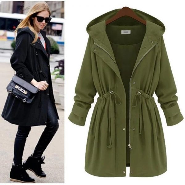 Slim Waist Hooded Coat Casual Outwear - Takalr