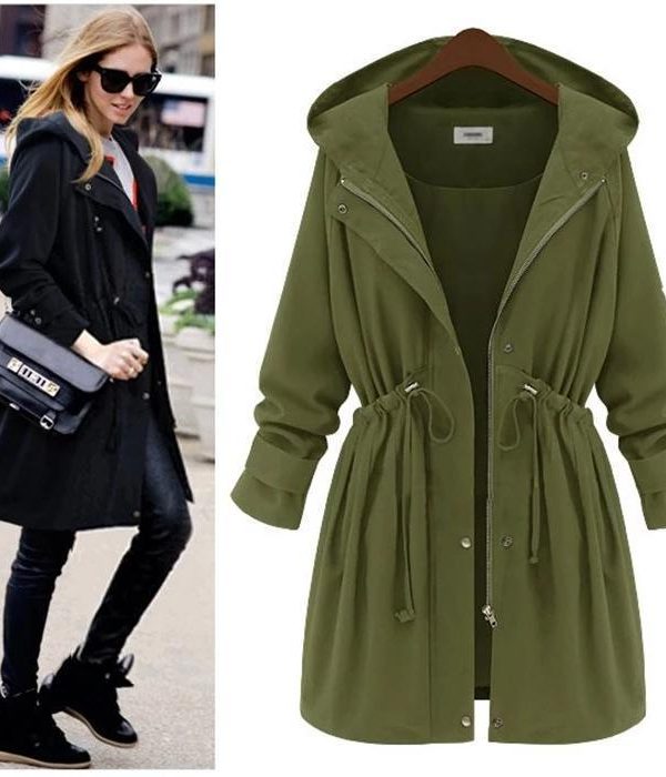 Slim Waist Hooded Coat Casual Outwear - Takalr