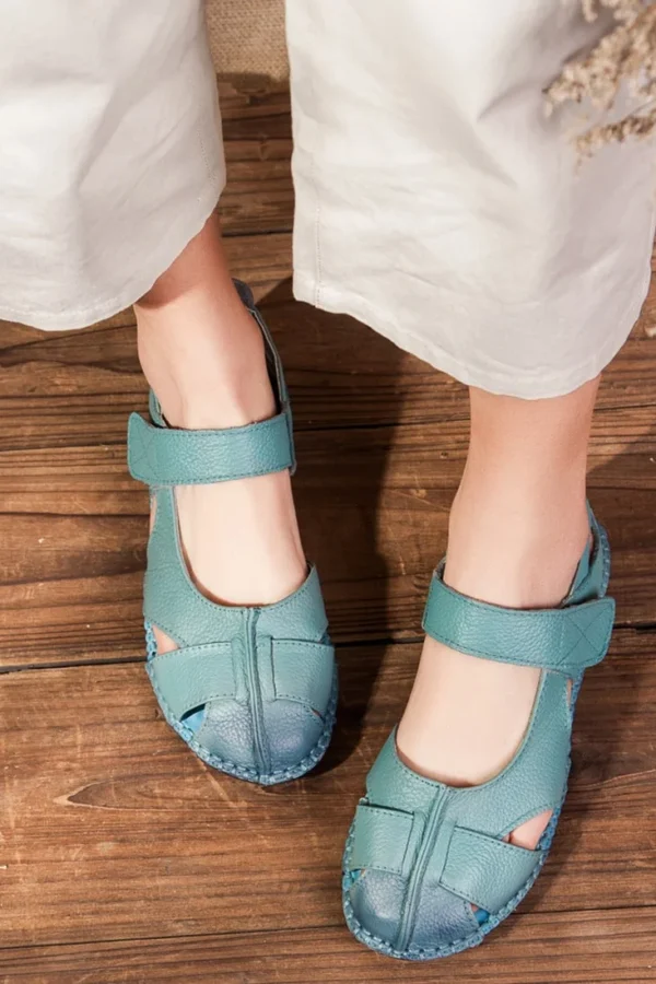 Handmade Vintage Leather Sandals Comfortable Soft Sole Casual Women's Shoes