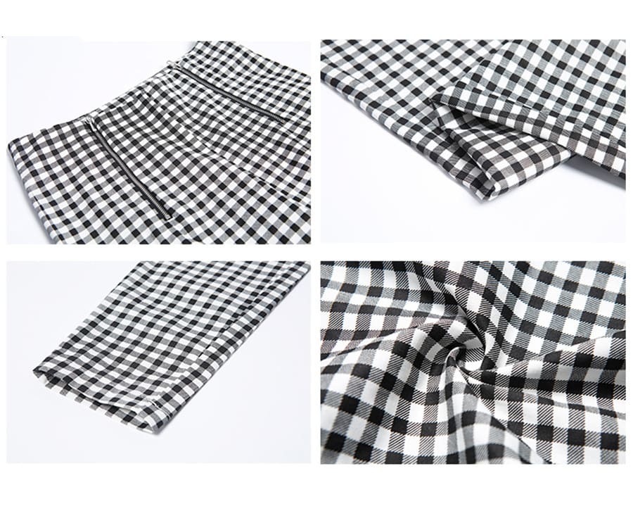 Cotton Comfortable Women Plaid Pants Side Stripe Casual Elastic Pants