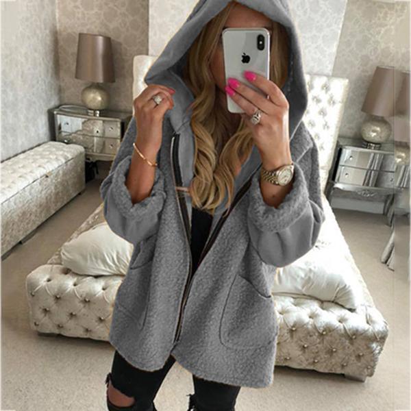 Daily Casual Zipper Solid Color Hooded Coats - Takalr