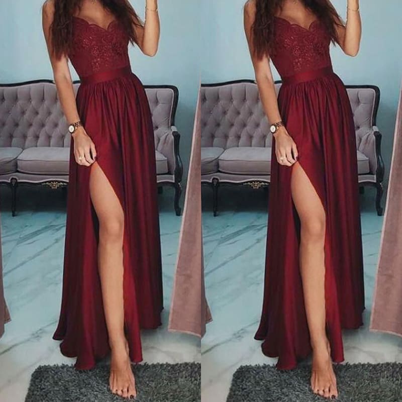 New Elegant Women Bridesmaid Wedding Sleeveless Long Skirt Sexy Ladies Evening Party Prom Gown Full Formal Skirt