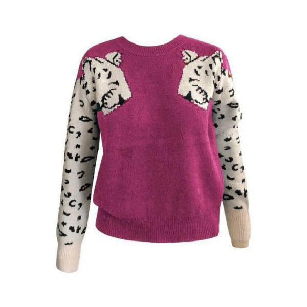 Animal print knitted sweater women Casual o neck long sleeve sweater pullover Autumn basic pull femme Knitting sweaters - Takalr