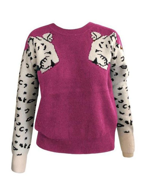 Animal print knitted sweater women Casual o neck long sleeve sweater pullover Autumn basic pull femme Knitting sweaters - Takalr