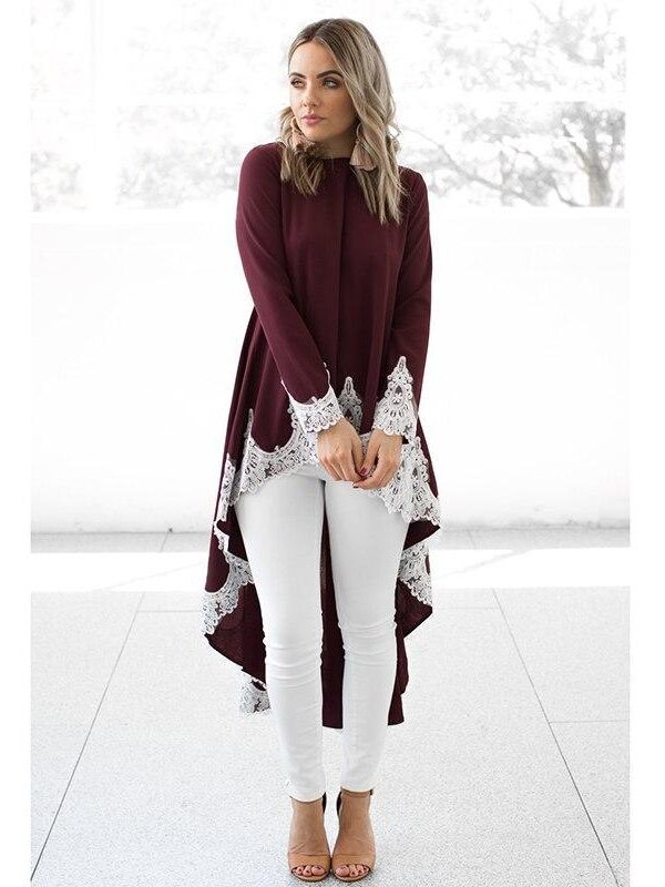 Asymmetric hem lace patchwork hoodies sweatshirt Women long sweatshirt dress Autumn new fashion pullover outwear Tunic tops - Takalr