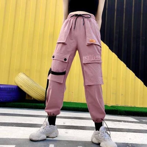 Autumn Streetwear women's pants embroidery Casual Cargo Pants Women Joggers Solid Big Pocket Pants High Waist Loose Female Pants - Takalr