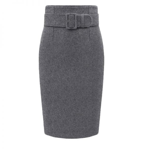 Autumn Winter Women Plus Size Thick Woolen Skirts Slim Belt Office Long Midi Skirt Step A-line Skirt Saias Longa Faldas Mujer - Takalr