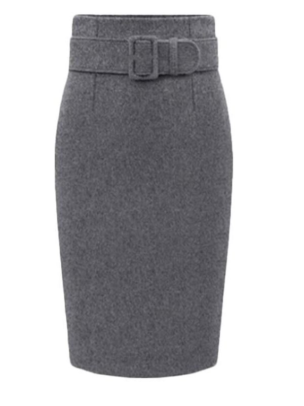 Autumn Winter Women Plus Size Thick Woolen Skirts Slim Belt Office Long Midi Skirt Step A-line Skirt Saias Longa Faldas Mujer - Takalr