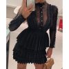 Bodycon Dress Women Long Sleeve Turtleneck-neck Black Lace Party Dress Elegant Layerd Design A-line Pleated Vestido Summer - Takalr