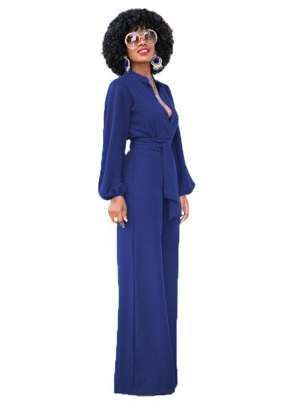 Bow tie formal wrap jumpsuit and romper Solid jumpsuit for women 2018 Elegant office ladies wear to work jumpsuits overalls - Takalr