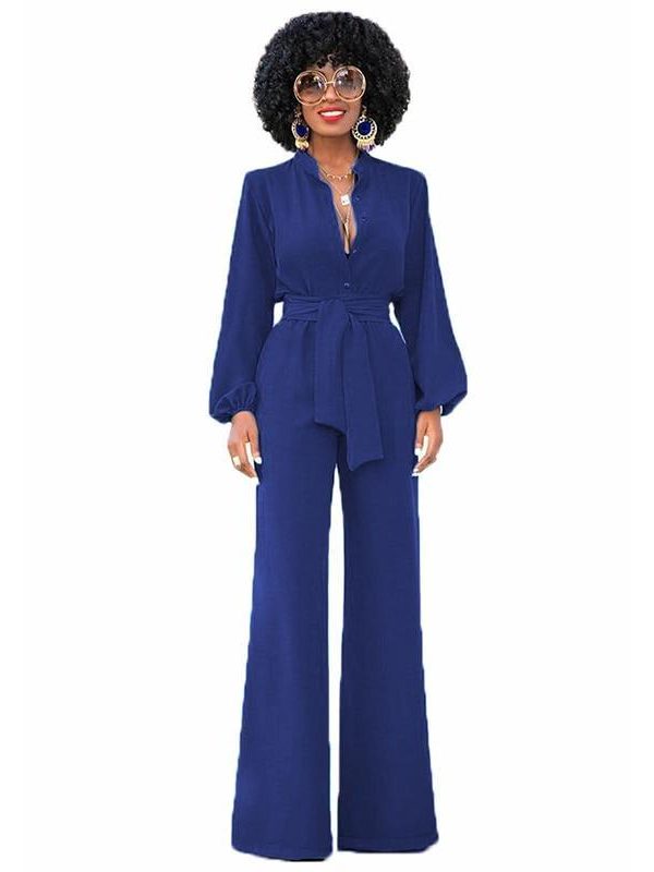 Bow tie formal wrap jumpsuit and romper Solid jumpsuit for women 2018 Elegant office ladies wear to work jumpsuits overalls - Takalr