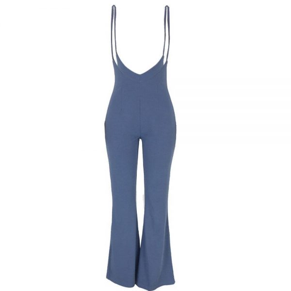 Casual Solid Jumpsuits Women Sexy Bodycon Jumpsuits Sleeveless Backless Solid Long Pants Rompers - Takalr