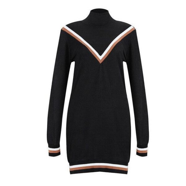 Casual Women Shirt Dress Fall Clothing Fashion Women Winter Long Sleeve Printed Turtleneck Women Mini Dress  Women Dress - Takalr