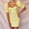 Vintage Square Collar Ruffles for Women Puff Sleeve Backless Dresses - Takalr