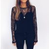 Fashion Casual Black Long Sleeve Mesh See Through Winter Women Blouse Sexy Tops Women Clothing Long Sleeve Shirt Women - Takalr