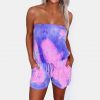 Fashion Casual Off Shoulder Sleeveless Tie Dye Elastic Waist Women Playsuit Sexy Women Ropmer Women Overalls - Takalr