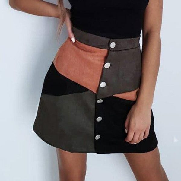 Fashion Casual Plaid Printed Button Women Mini Skirt Casual Women Plaid Skirt Women Streewear - Takalr