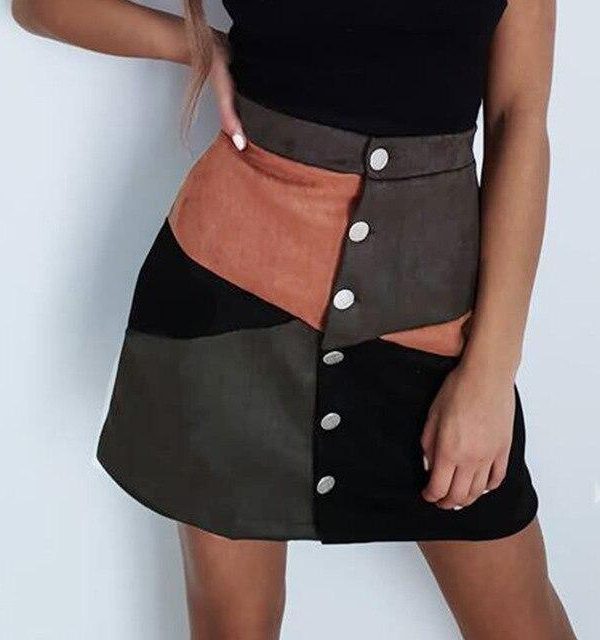 Fashion Casual Plaid Printed Button Women Mini Skirt Casual Women Plaid Skirt Women Streewear - Takalr