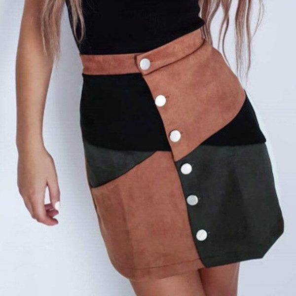 Fashion Casual Plaid Printed Button Women Mini Skirt Casual Women Plaid Skirt Women Streewear - Takalr